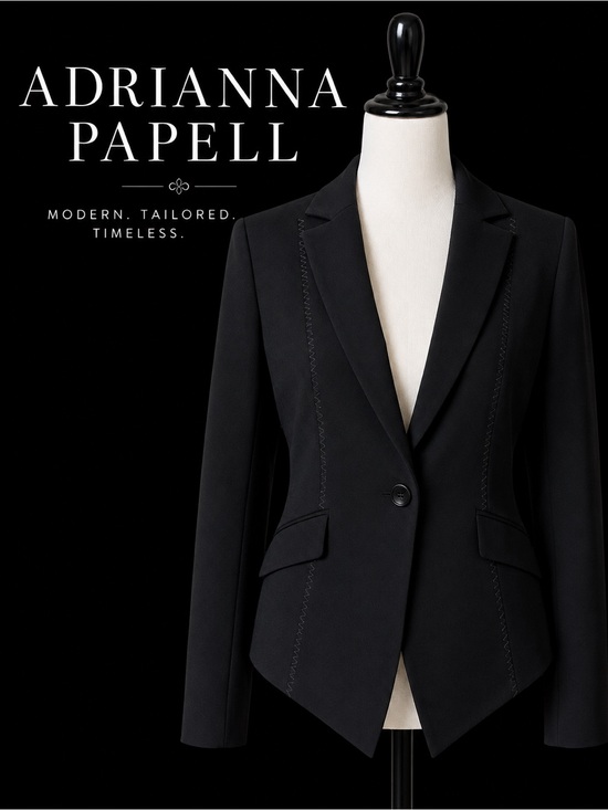 Adrianna Papell Jackets & Blazers - Adrianna Papell Black Point Hem One-Button Blazer Jacket